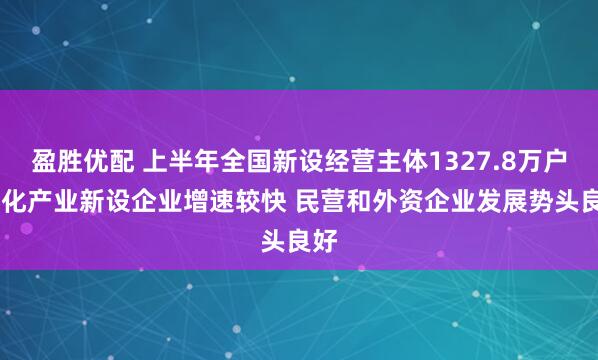 盈胜优配 上半年全国新设经营主体1327.8万户 文化产业新设企业增速较快 民营和外资企业发展势头良好