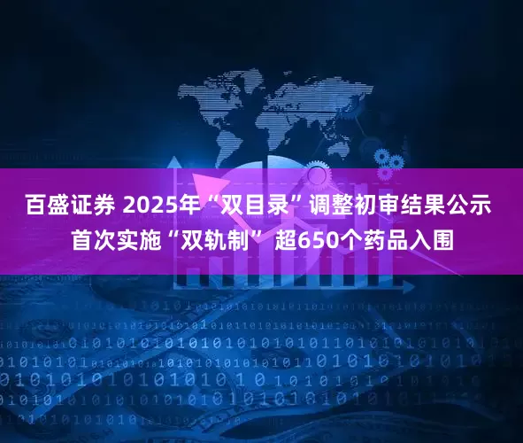 百盛证券 2025年“双目录”调整初审结果公示 首次实施“双轨制” 超650个药品入围