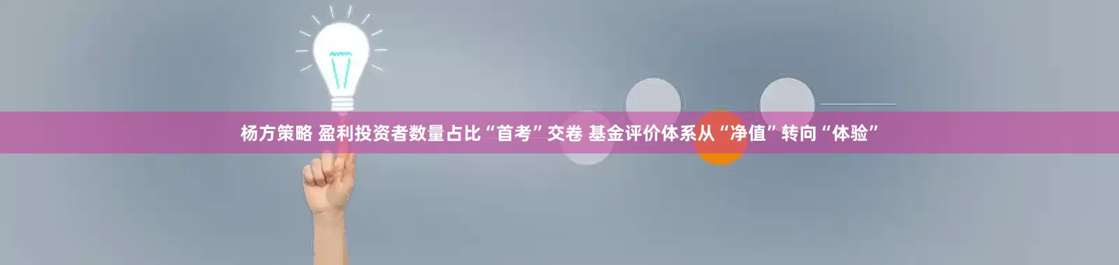杨方策略 盈利投资者数量占比“首考”交卷 基金评价体系从“净值”转向“体验”